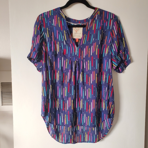 Anthropologie Tops - Anthropolgie "52 Conversations" Navy Writing Blouse